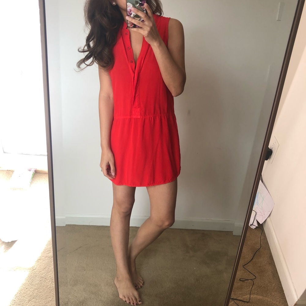 Splendid red button down tunic dress